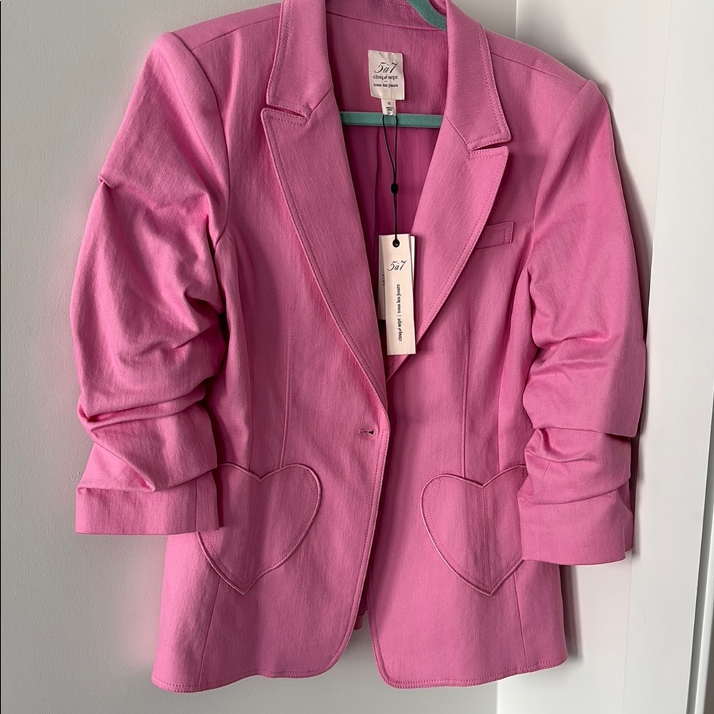 Cinq a sept heart embroidery louisa jacket flamingo pink size 12